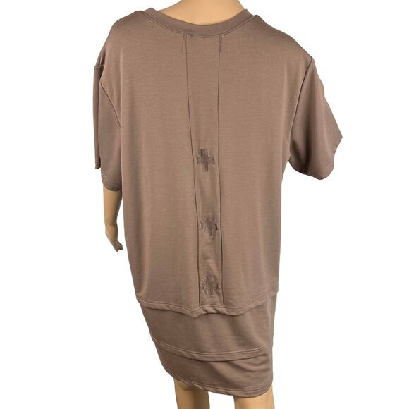 Homme + Femme  LA Unisex Tiered Thick Cotton Embroidered Tee Shirt Tan Size XL - Picture 3 of 10
